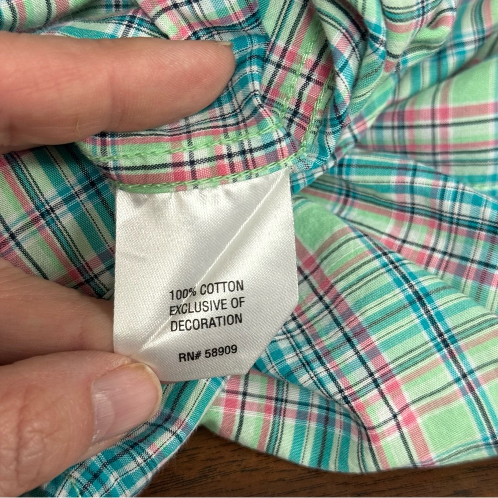 Cremeux Classics Men's Plaid Shirt - Green and Pink. Size Large - Picture 7 of 9